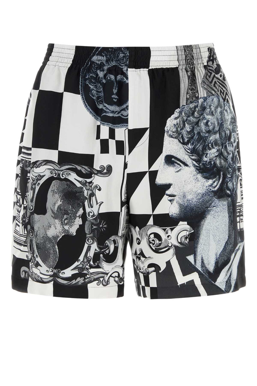 Shorts Silk Twill Print Medusa Collage Blackwhite