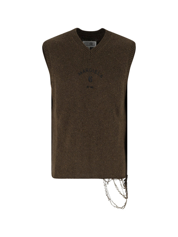 MM6 Maison Margiela 60% Wool sweater vest in brown