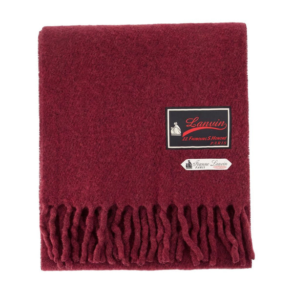 Fluffy Smash With Label Scarf - Lanvin Wool Burgundy Accessories /