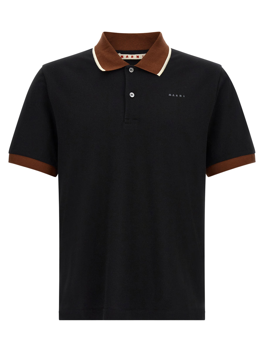 Marni 100% Cotton polo shirt in black