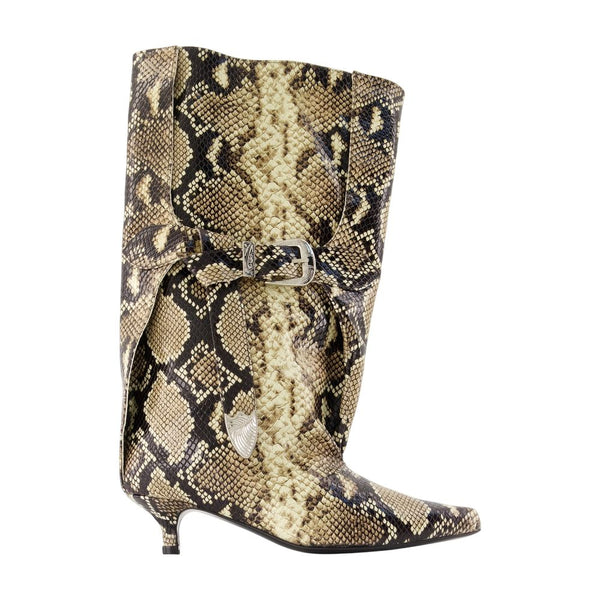 Aj1508 Boots - Toga Pulla Leather Snake Print Printed Cowhide Shoes /