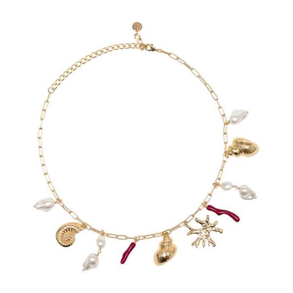 Self-Portrait metal necklace in gold