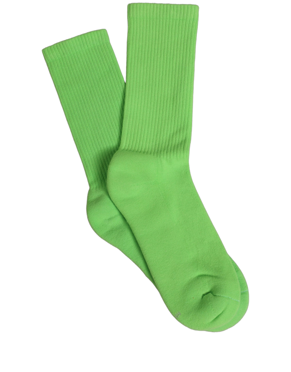 Green Cotton Ribbed Mid Calf Women Accessory Socks Clothing