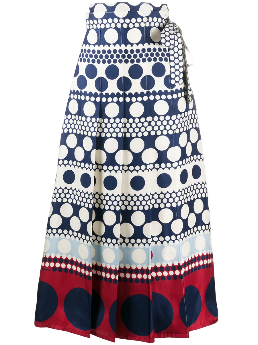 Valentino cotton/silk-blend skirt in navy