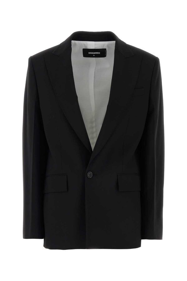 Dsquared2 Over Exterior: 55% Wool 41% Polyester 4% Elastane; Lining: 100% Fabric blazer in black