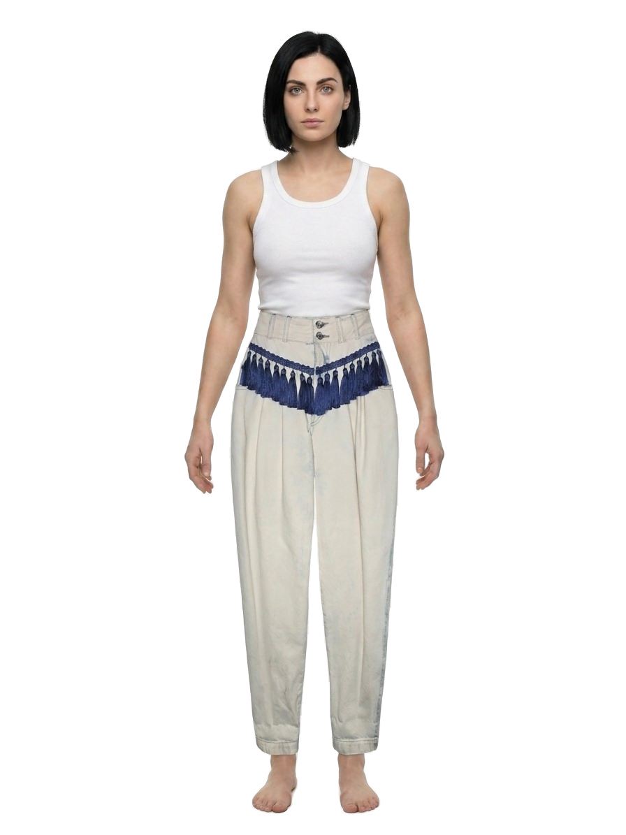Navy Blue Cotton Casual Pants
