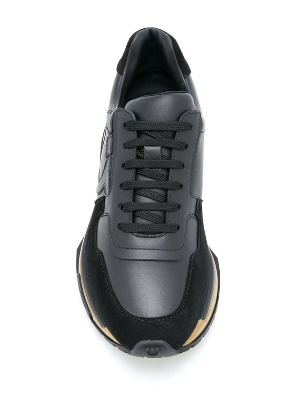 Ferragamo Suede and leather upper sneaker in black