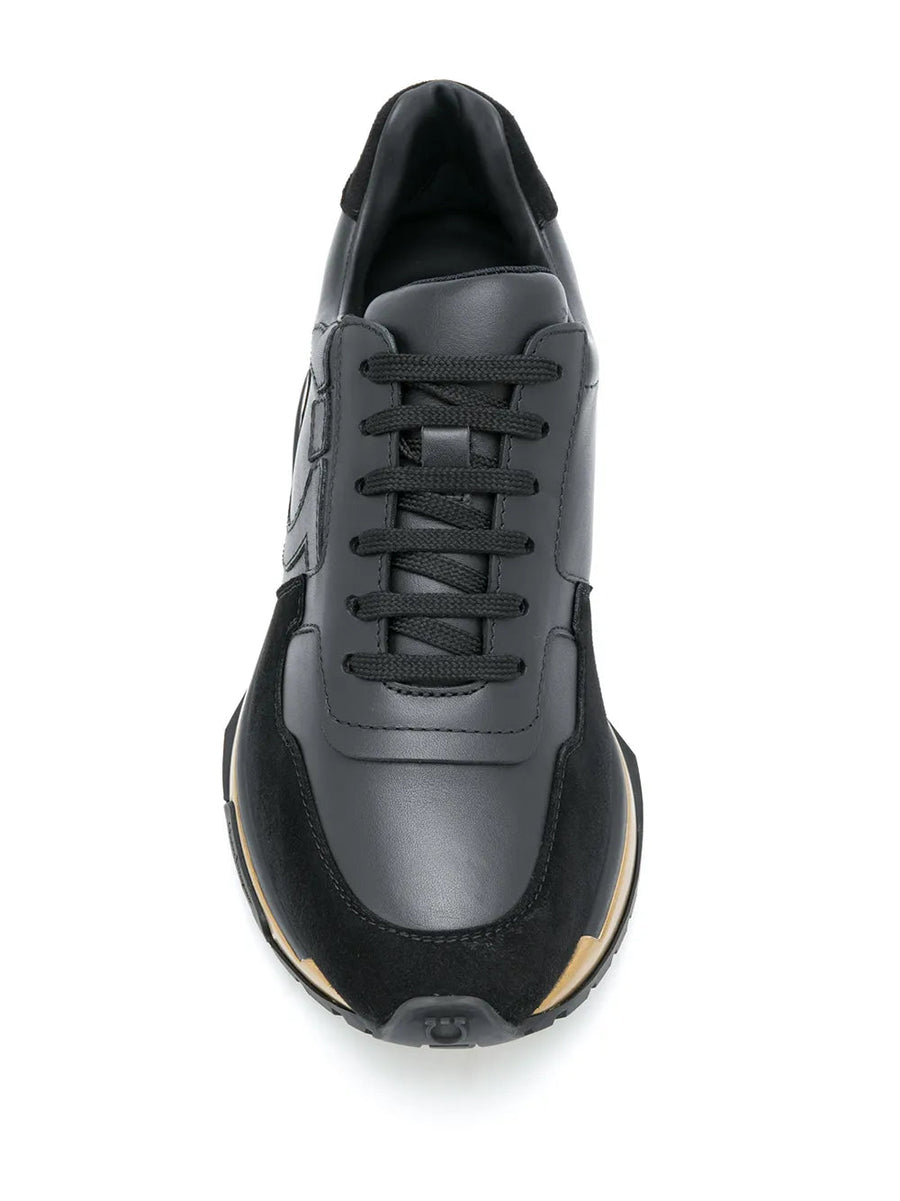 Ferragamo Suede and leather upper sneaker in black