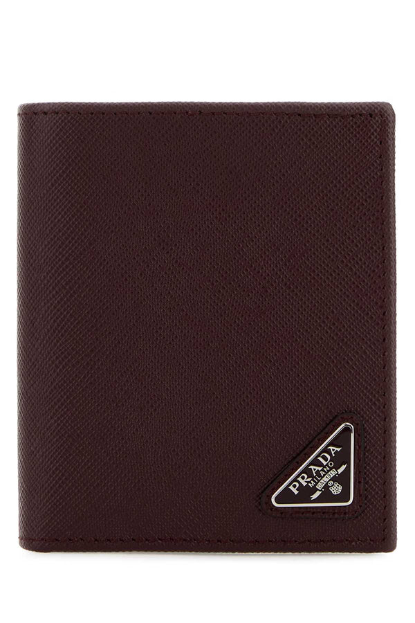 Prada 100% Leather exterior wallet in burgundy