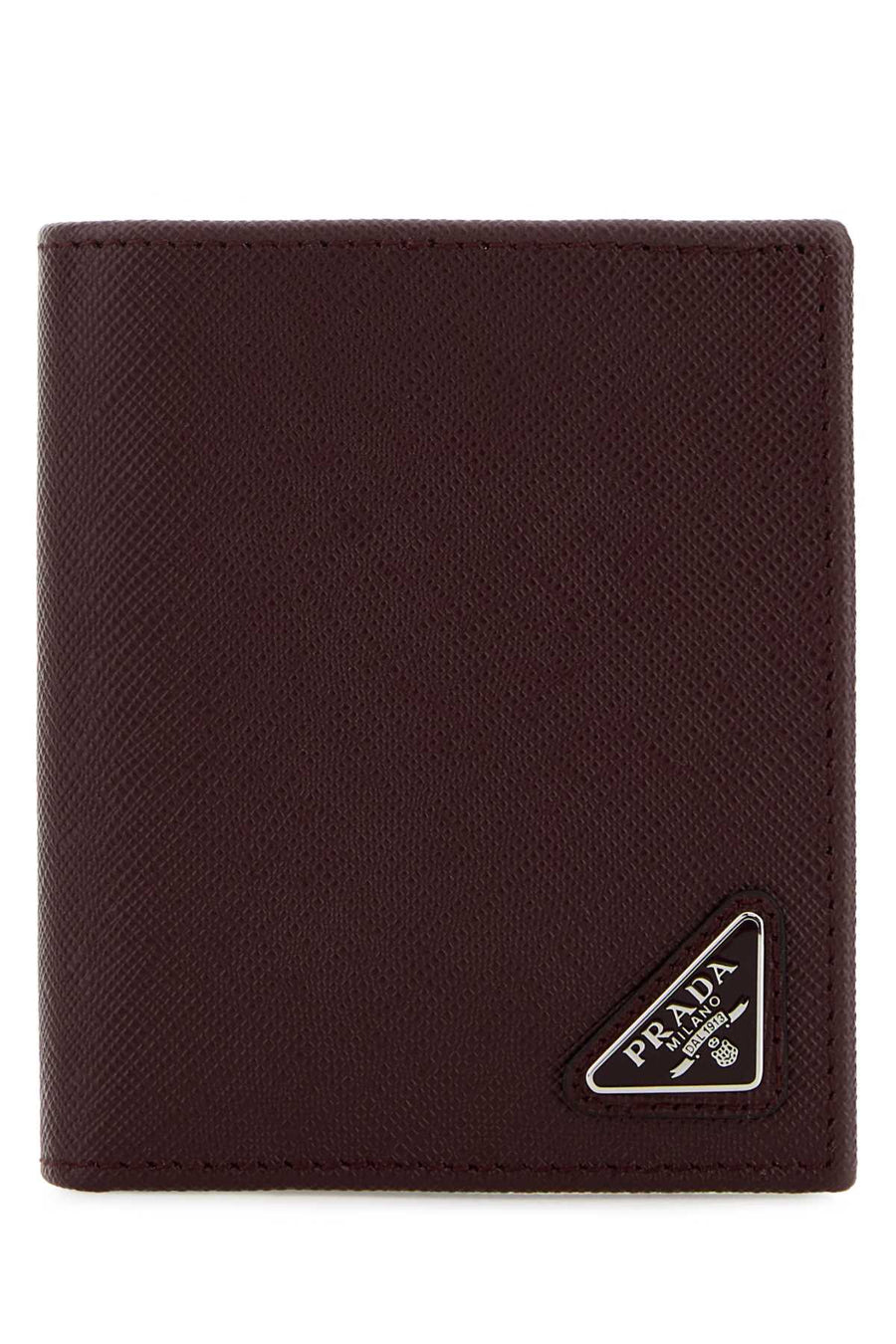 Prada 100% Leather exterior wallet in burgundy