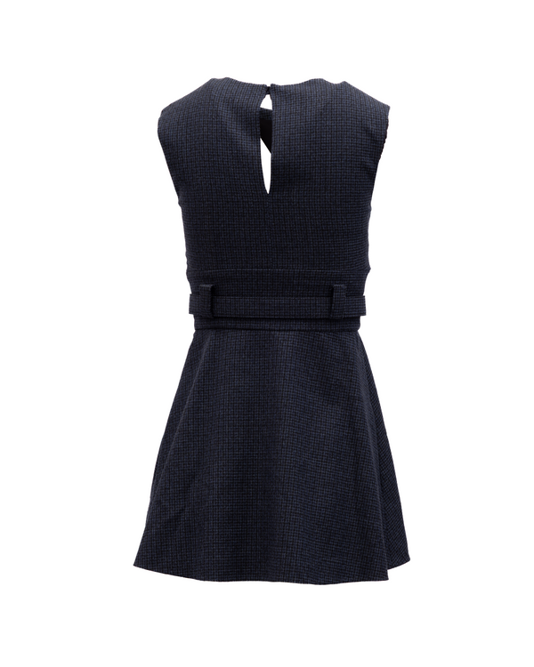 Navy Check Sleeveless Mini Dress Blue