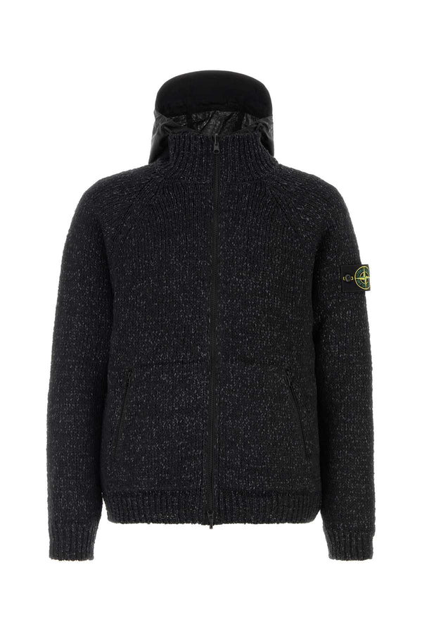 Melange Black Cotton Blend Reversible Jacket Maglie
