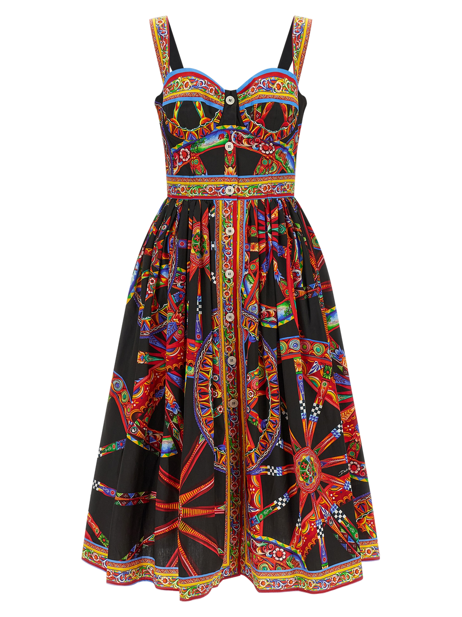 Multicolor Cotton Midi Dress