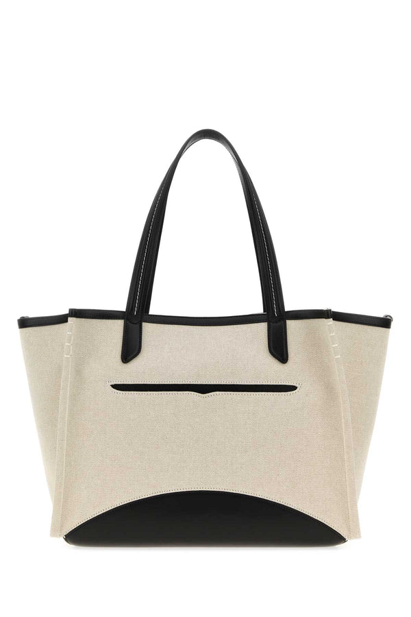 Sand Canvas Loafers Shopping Bag Naturalblack Exterior: Fabric Borse A Mano