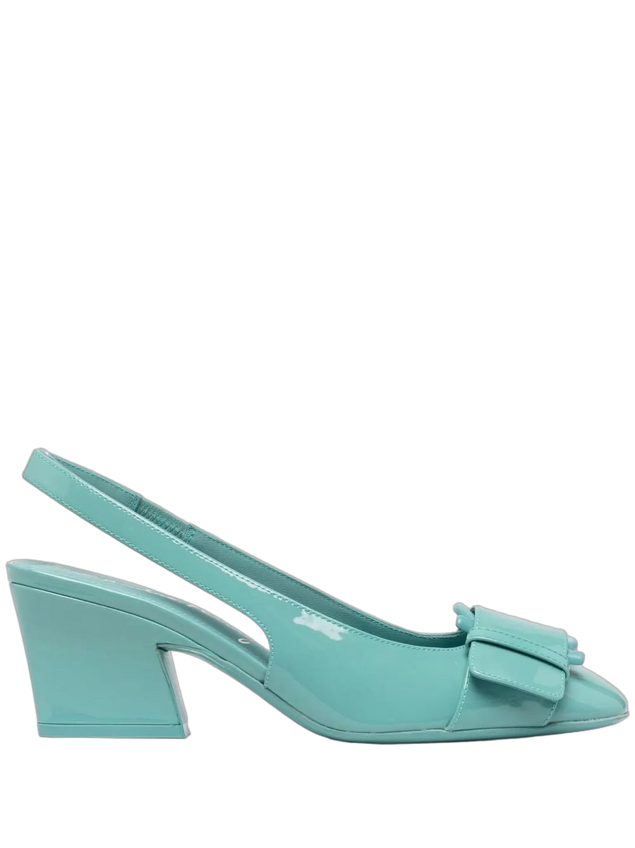 Ferragamo Patent leather slingback heel in turquoise