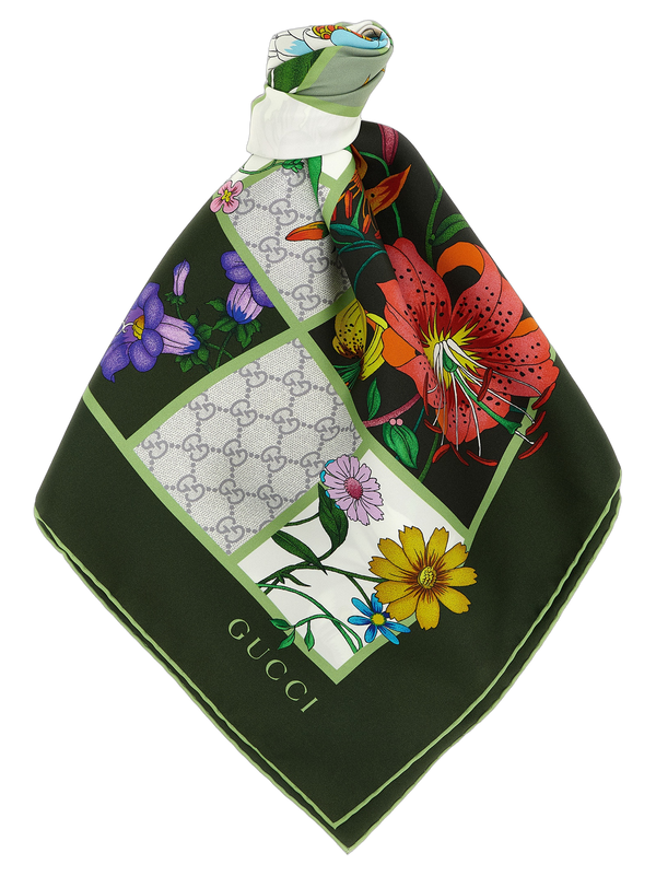 Gucci 100% silk scarf in green