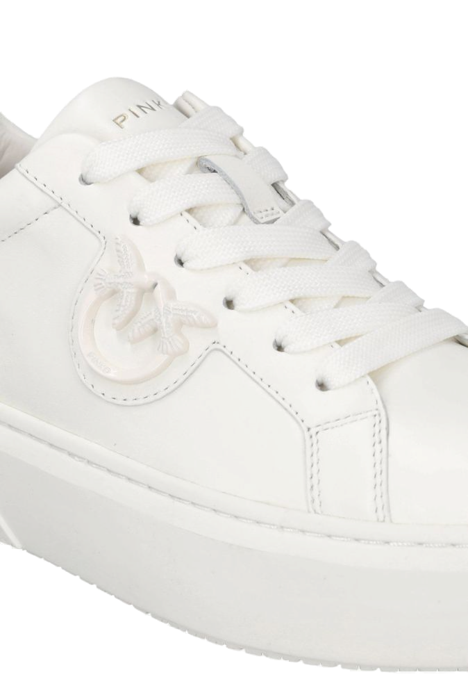 Pinko Leather upper sneakers in white
