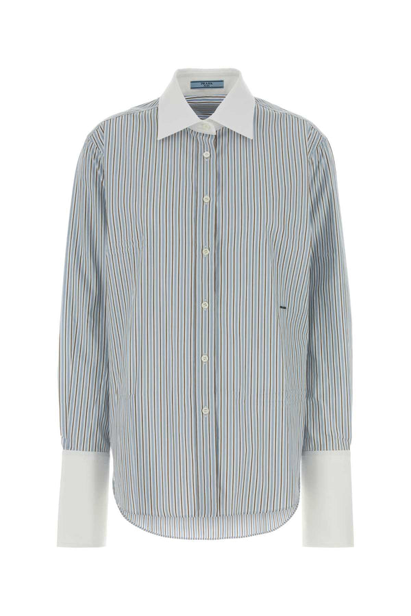 Embroidered Poplin Shirt Cielo Exterior: Cotton Camicie
