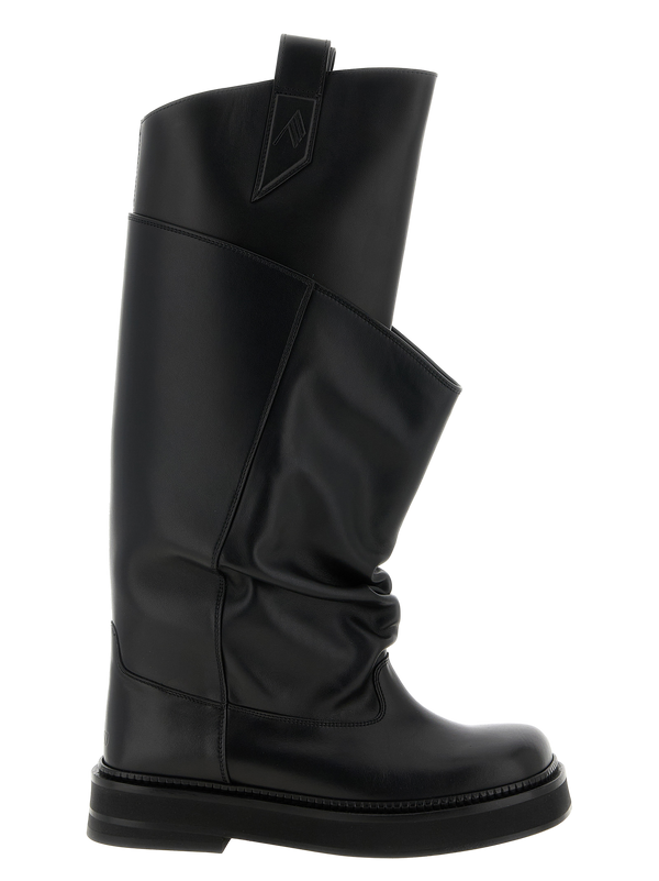 The Attico Black calfskin boot in black