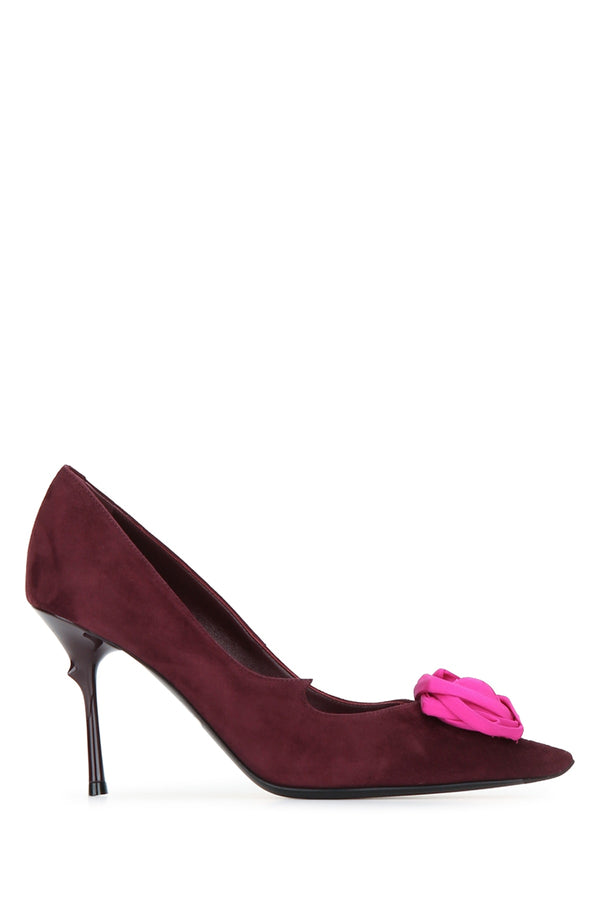 Roger Vivier Suede upper heel in burgundy