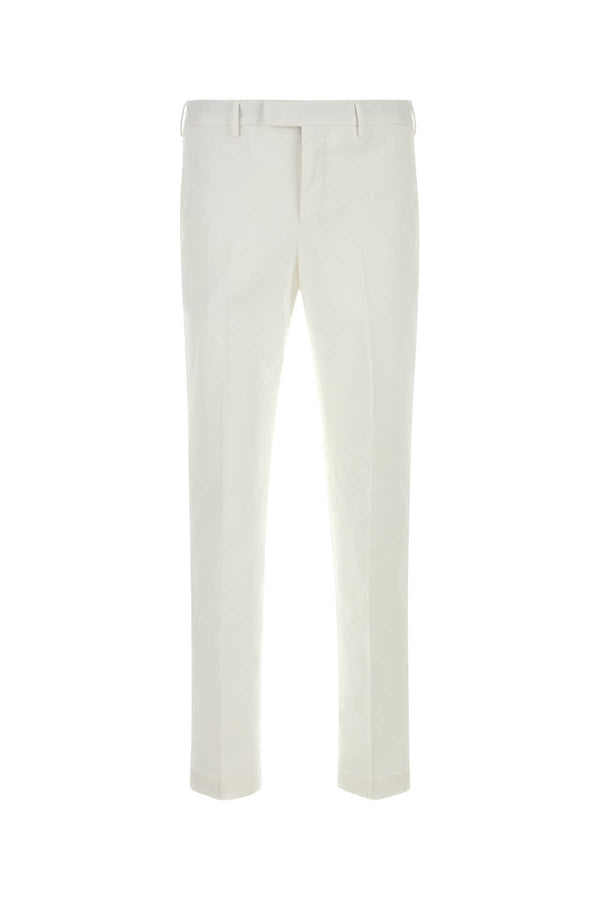 White Stretch Cotton Pant Bianco Exterior: Elastane Pantaloni