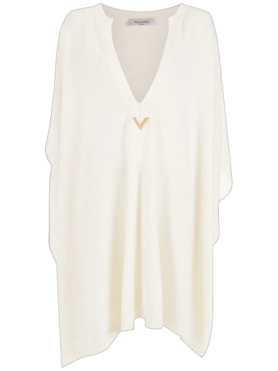 Valentino Cashmere poncho in white