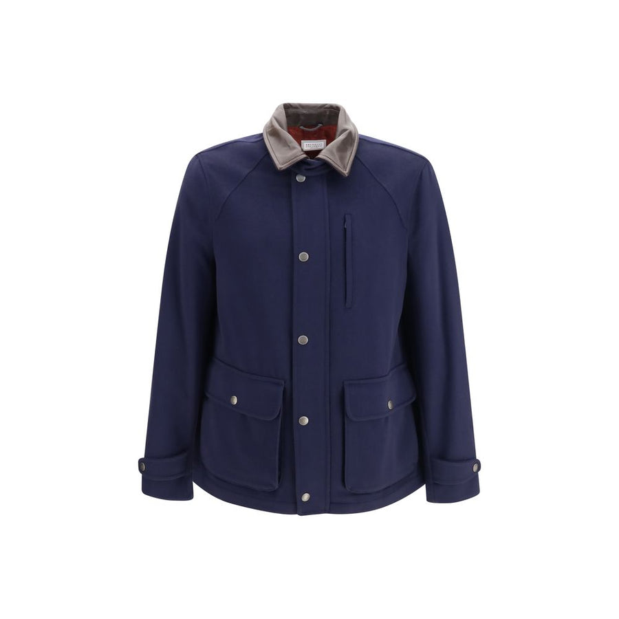 Brunello Cucinelli 100% Fleece Wool Ovis Aries jacket in navy