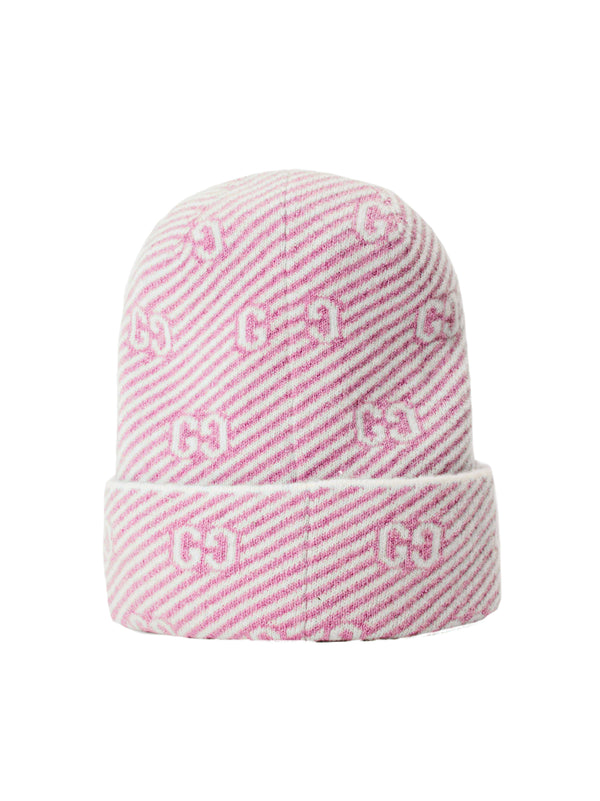 Gg Monogram Beanie Pink Accessories > Beanies & Hats