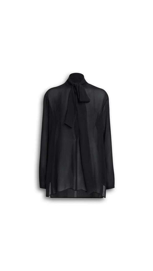 Maison AlaïA Silk georgette blouse in black