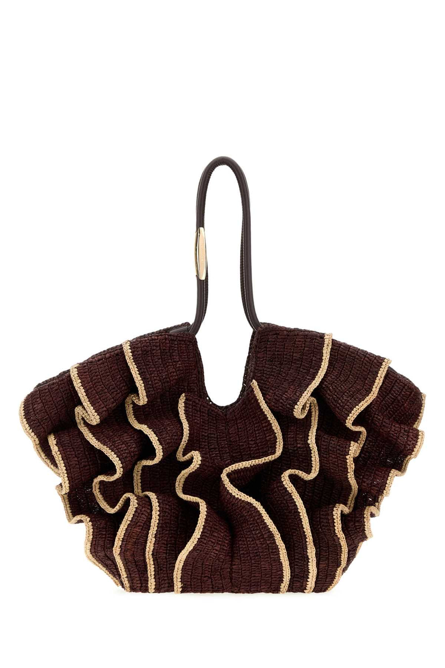 Chocolate Raffia Medium Goldentime Shopping Bag Borse A Mano