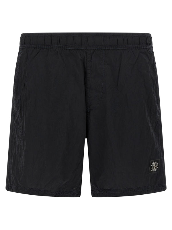 Stone Island 100% polyamide fibers swim shorts in black