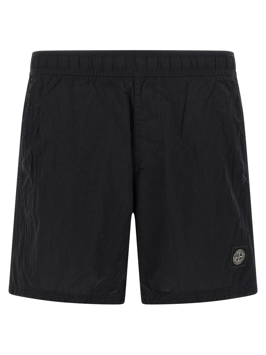Stone Island 100% polyamide fibers swim shorts in black