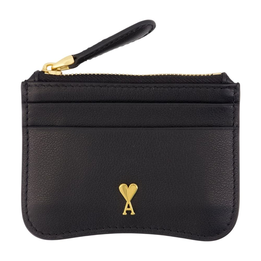 AMI Paris calfskin card case in black