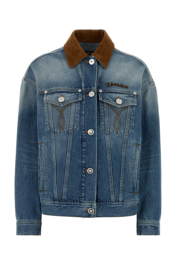 Versace Denim Exterior: 100% Cotton; Details: Suede jacket in blue