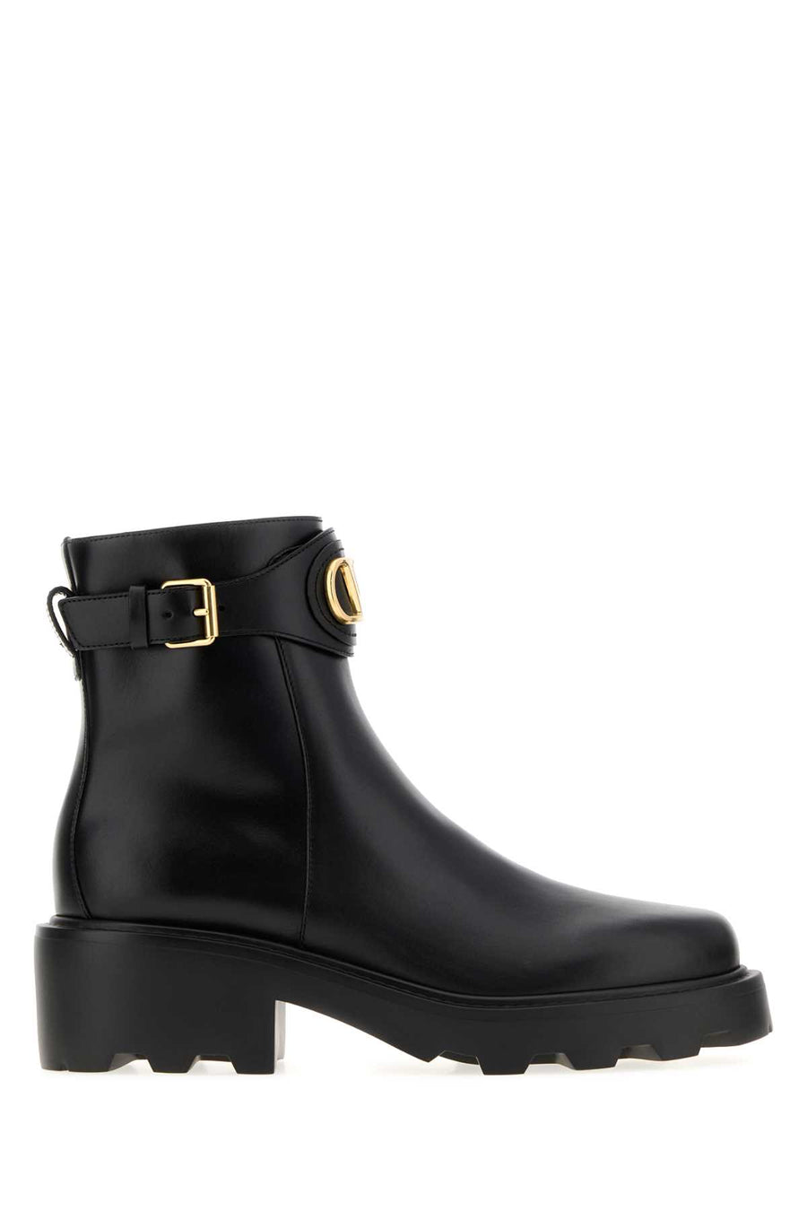 Black Leather Vlogo Signature Ankle Boots Nero Stivali