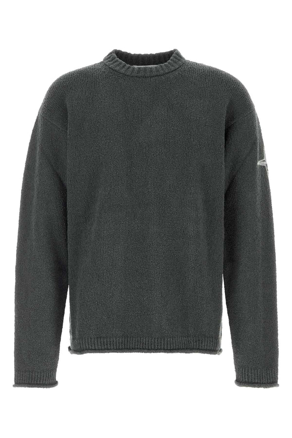 Dark Grey Stretch Cotton Blend Sweater Black Maglieria