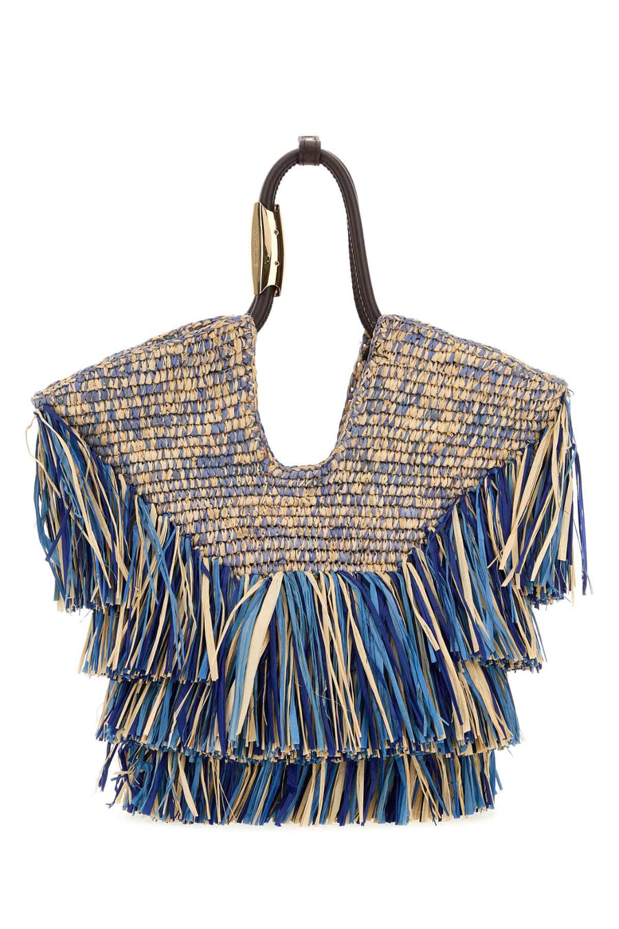 Blue Raffia Small Goldentime Shopping Bag Denimblue Borse A Mano