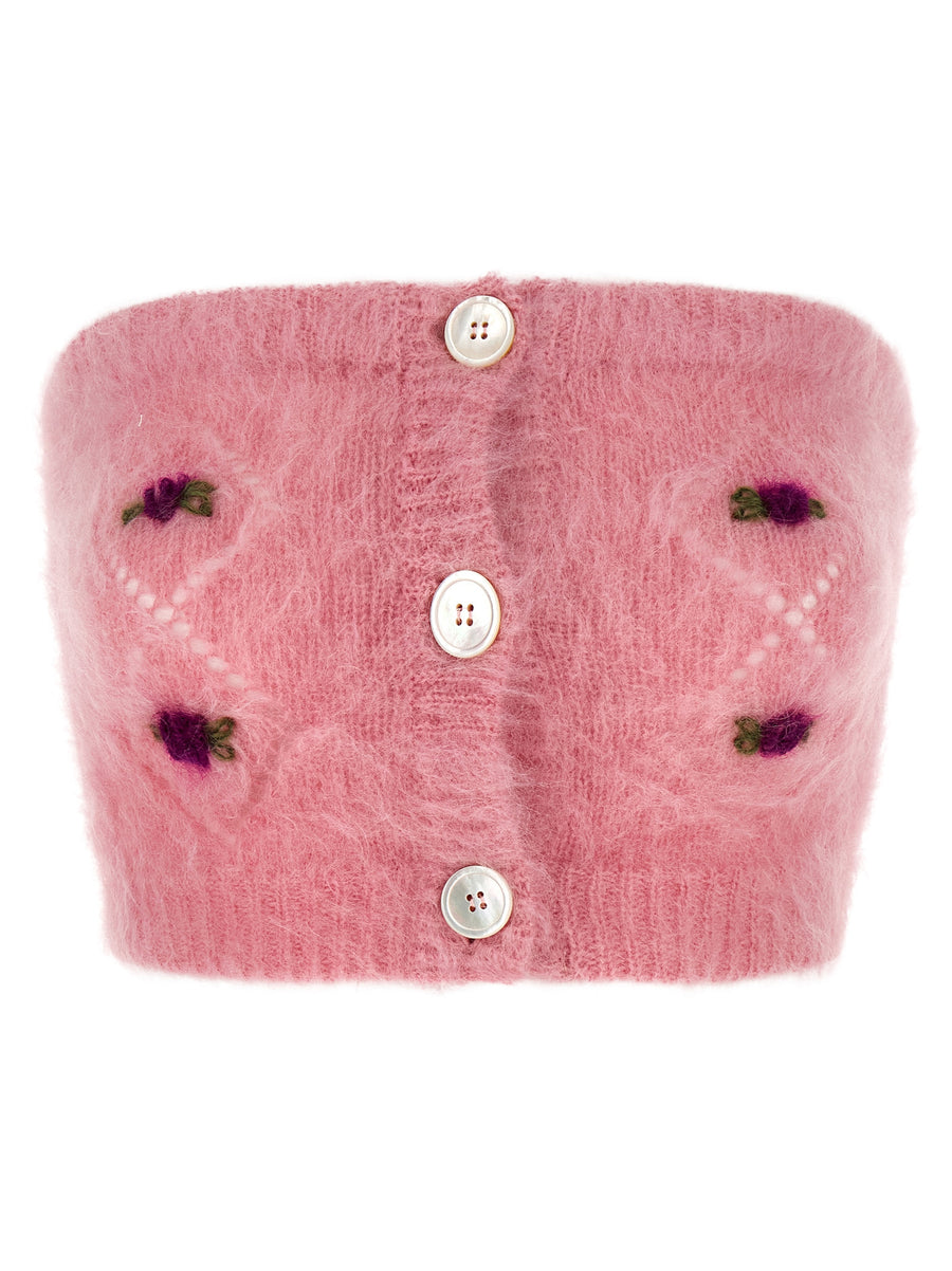 Alessandra Rich 50% Mohair tank top in pink