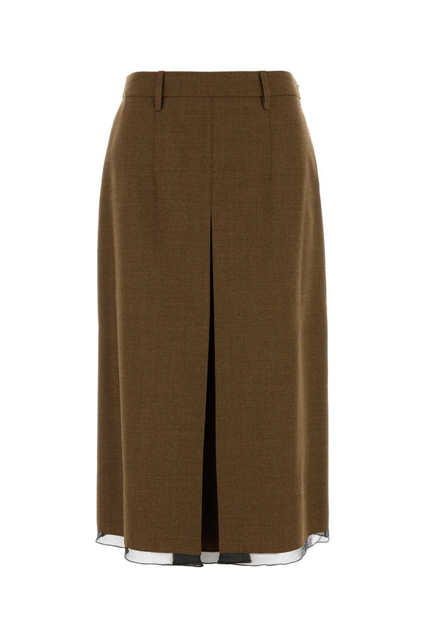 Brown Wool Skirt Tabacco Gonne