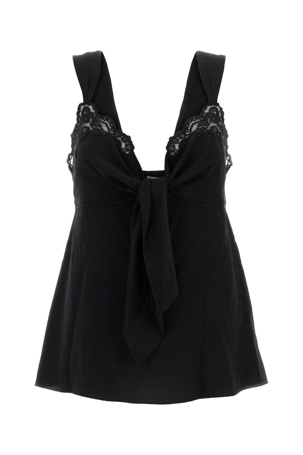 Black Crepe Top Exterior: Silk Maglie