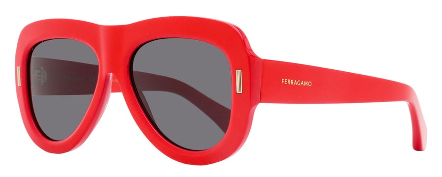 Ferragamo Thick-Rimmed Pilot Sunglasses Sf2029se 600 Red 57mm Plastic (acetate)