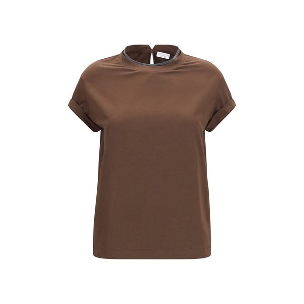 Brunello Cucinelli 93% Cotton t-shirt in brown