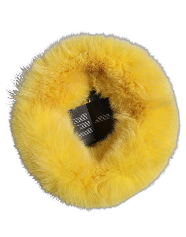 Dolce & Gabbana HAT10016 50% Fox Fur bucket hat in yellow