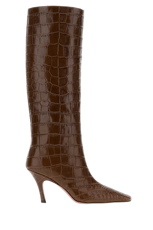 Amina Muaddi Brownprinte Exterior: 100% Leather boot in brown