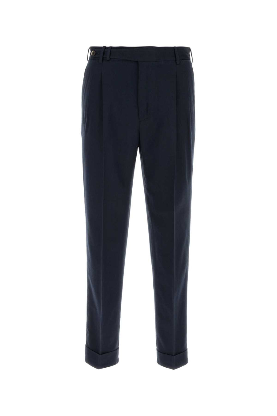 Navy Blue Cotton Blend Pant Exterior: Virgin Wool Pantaloni