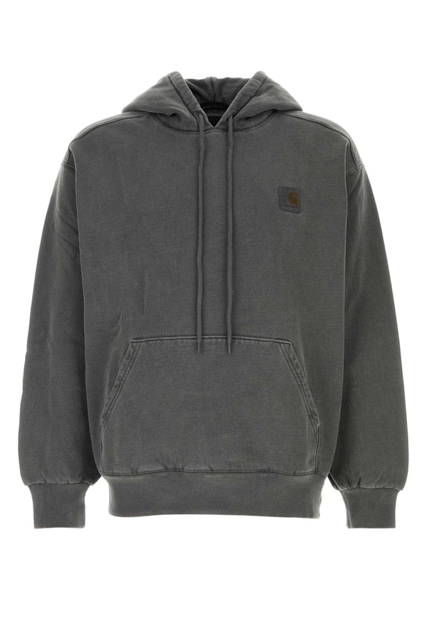 Dark Grey Cotton Hooded Vista Sweat Blackgarmentdyed Exterior: Felpe
