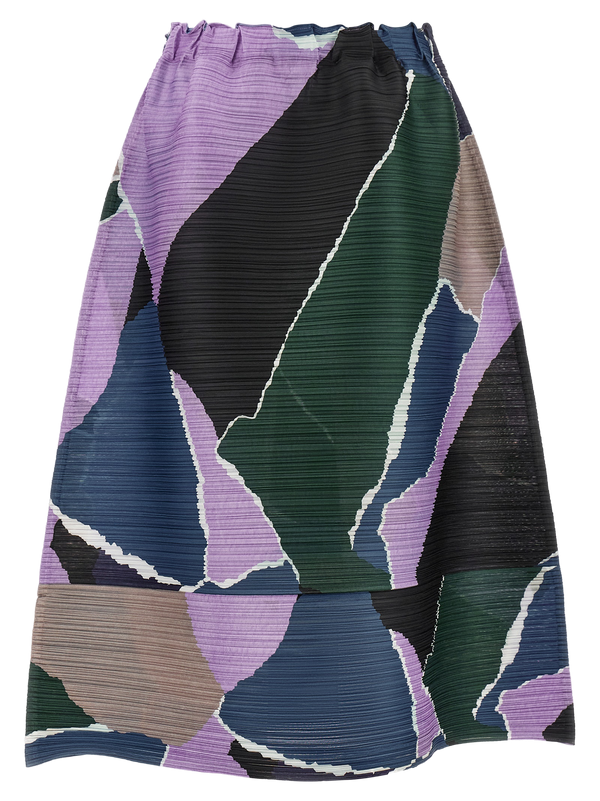 Multicolor Polyester Midi Skirt