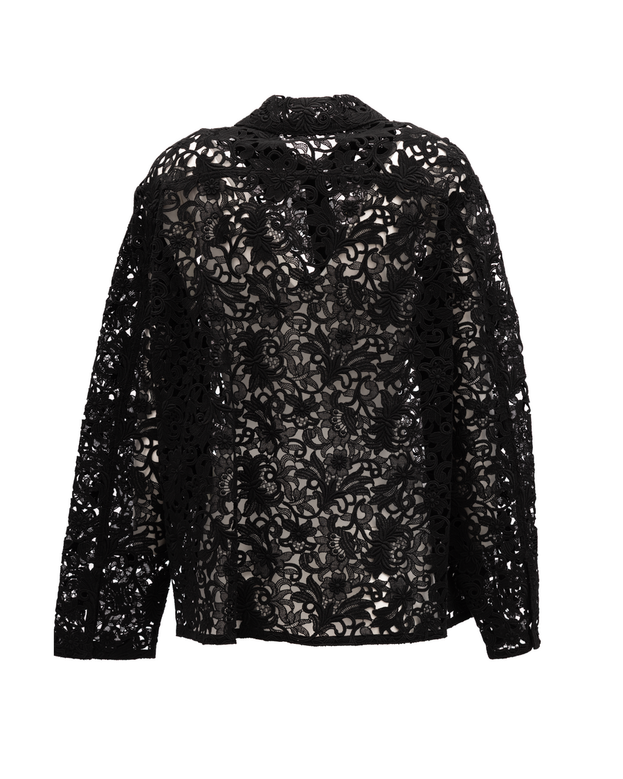 Black Floral Lace Shirt