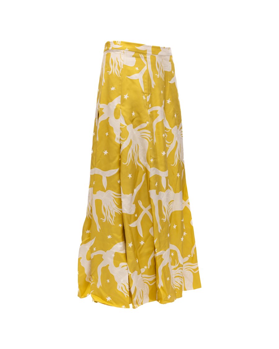 Yellow Printed Maxi Skirt