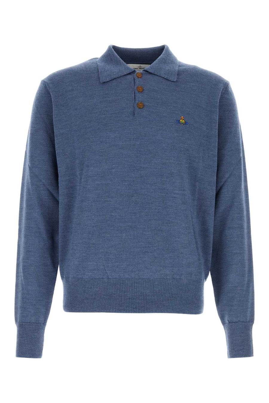 Air Force Blue Wool Mark Polo Shirt Aw26denimblue Exterior: Maglie
